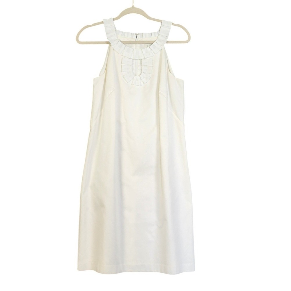 Ann Taylor Loft Womens White Cotton Ribbon Halter Shift Dress Size 6 Bridal